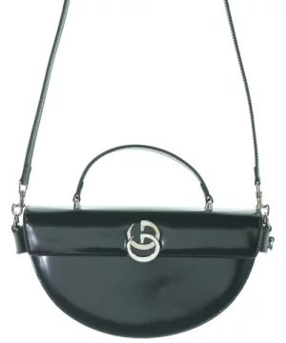 Gucci Half Moon leather shoulder bag glossy Double G Black